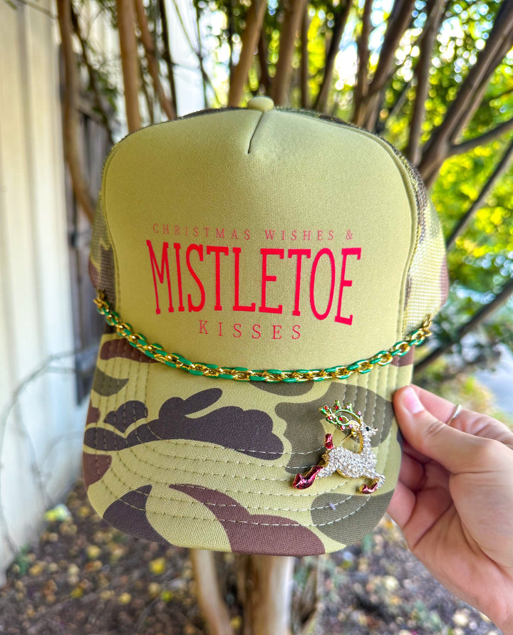 Christmas Wishes & Mistletoe Kisses Two Tone Camo Trucker