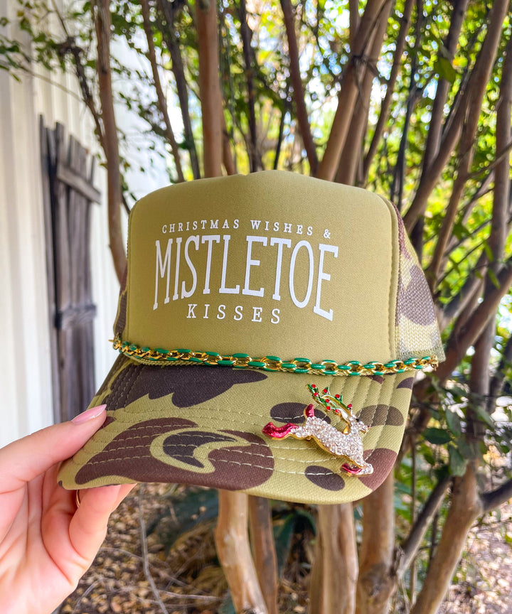 Christmas Wishes & Mistletoe Kisses Two Tone Camo Trucker