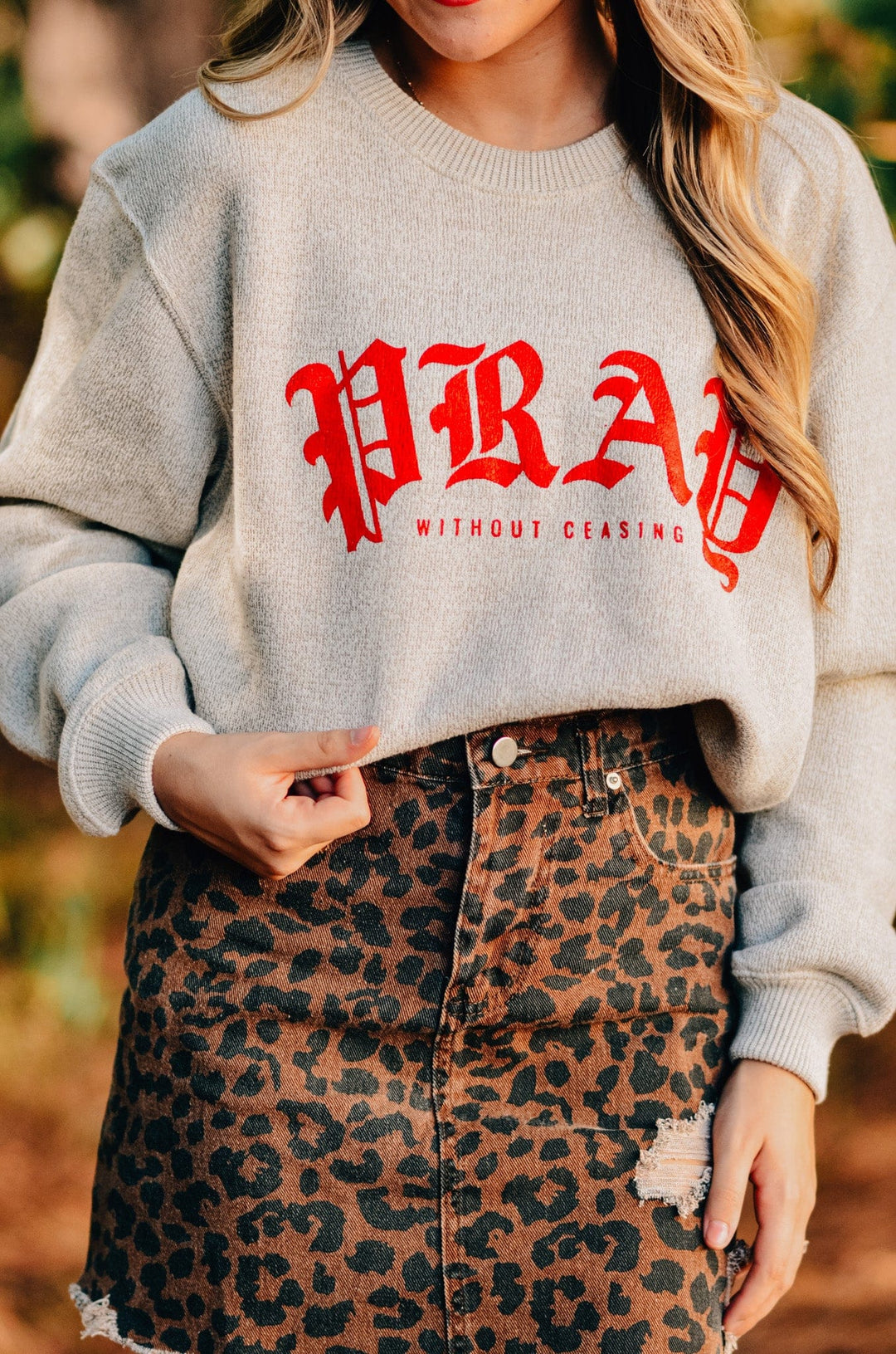 Pray Without Ceasing Oatmeal Knit Sweatshirt