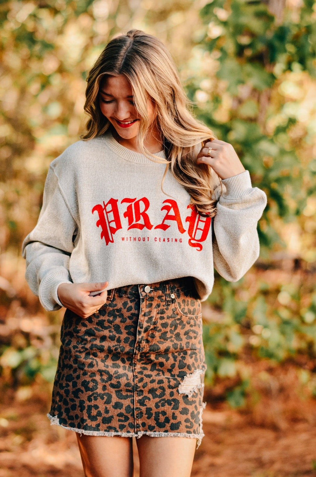 Pray Without Ceasing Oatmeal Knit Sweatshirt