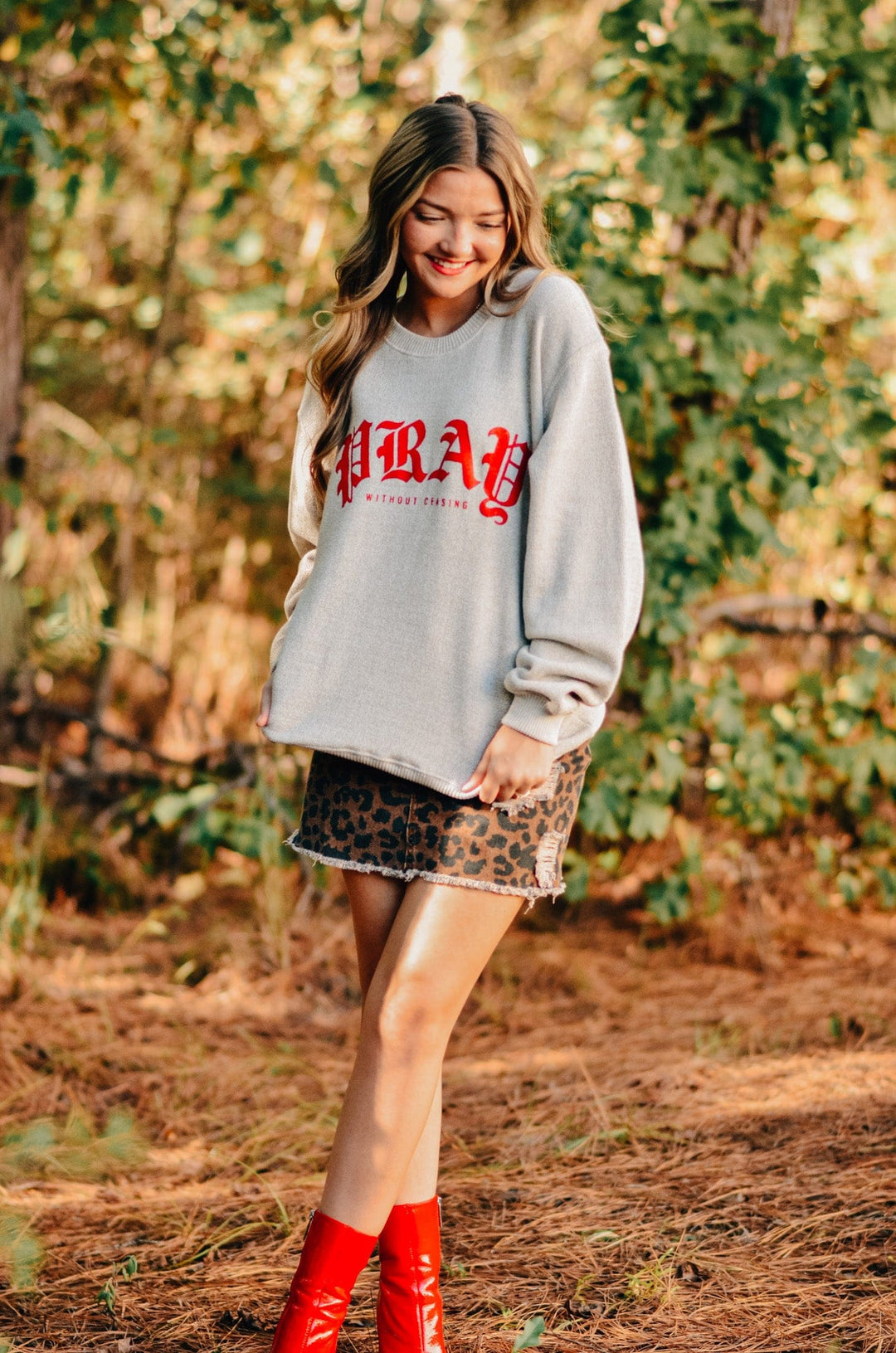 Pray Without Ceasing Oatmeal Knit Sweatshirt