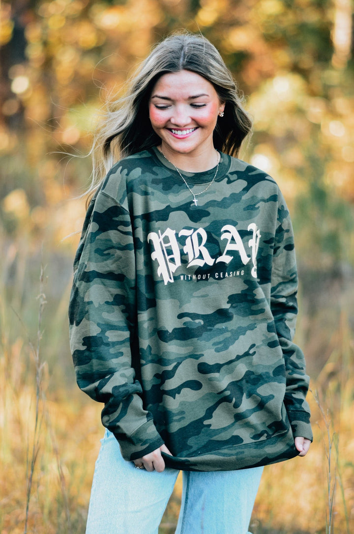 Pray Without Ceasing Camo Sweatshirt