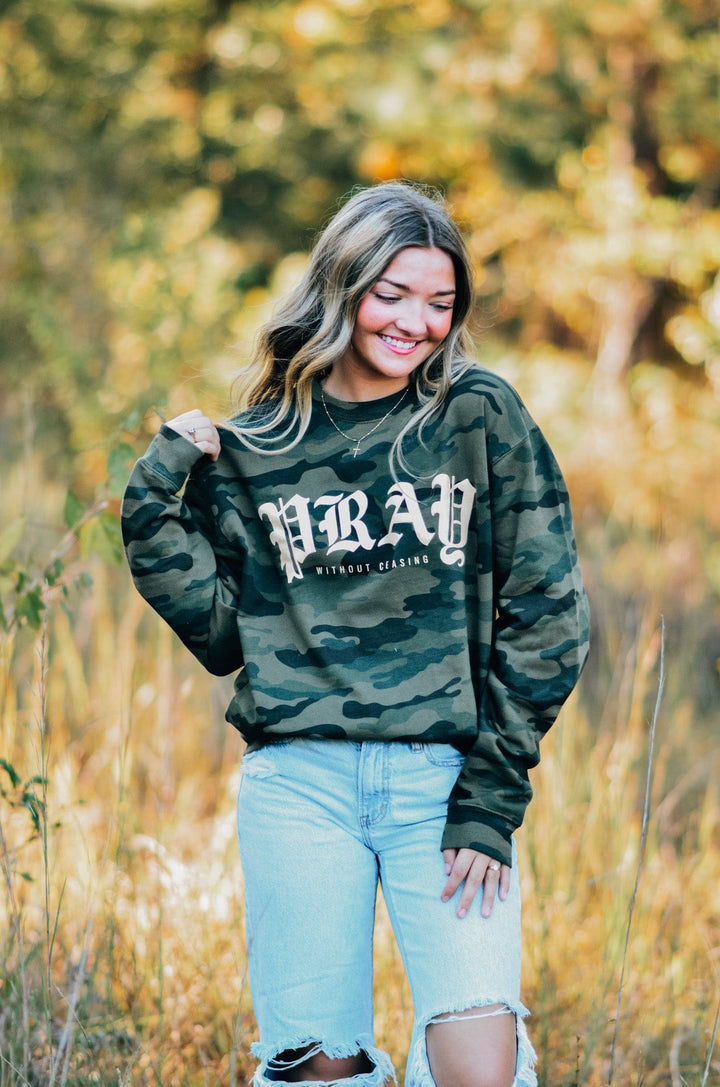 Pray Without Ceasing Camo Sweatshirt