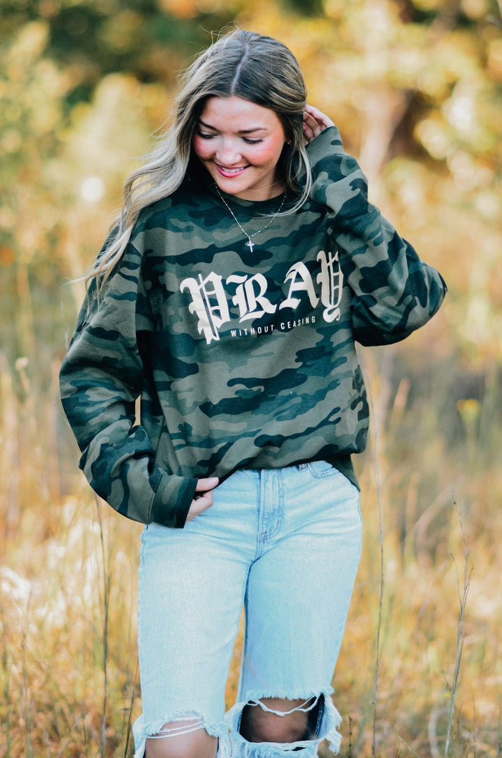 Pray Without Ceasing Camo Sweatshirt