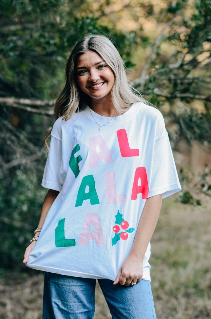 FaLaLa White Mock Tee