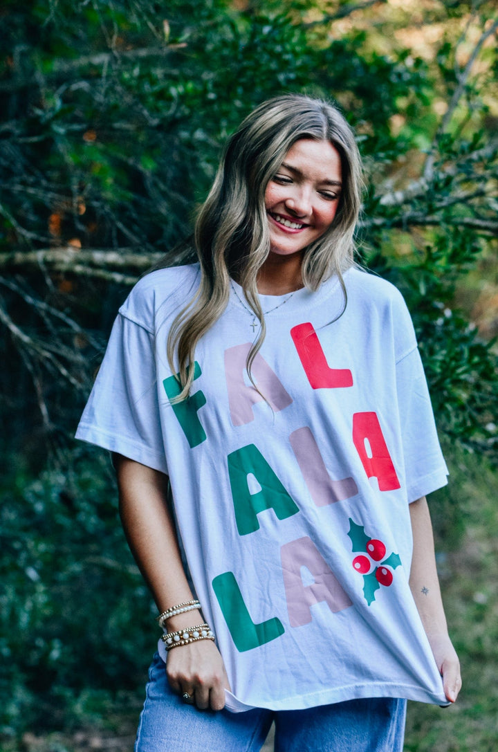 FaLaLa White Mock Tee