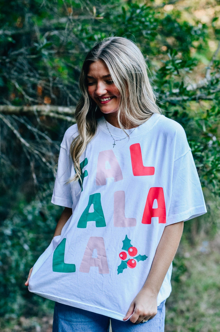 FaLaLa White Mock Tee