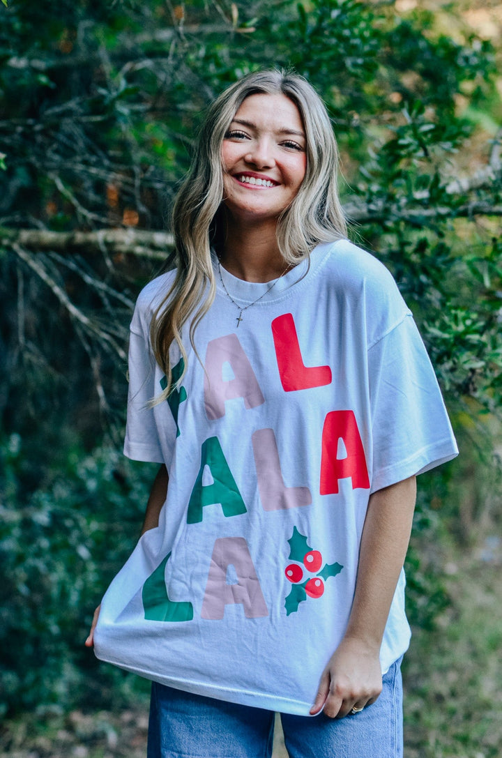 FaLaLa White Mock Tee