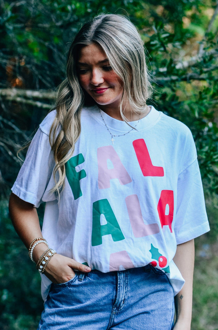 FaLaLa White Mock Tee