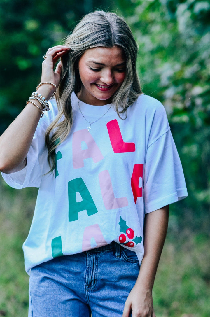 FaLaLa White Mock Tee