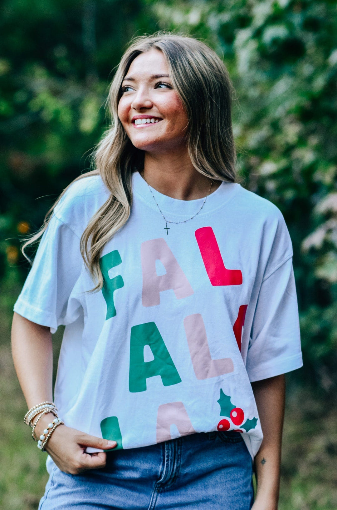 FaLaLa White Mock Tee
