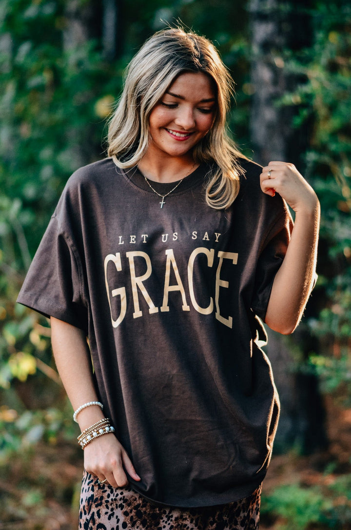 Let Us Say Grace Mock Neck Tee
