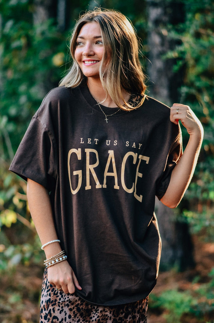 Let Us Say Grace Mock Neck Tee