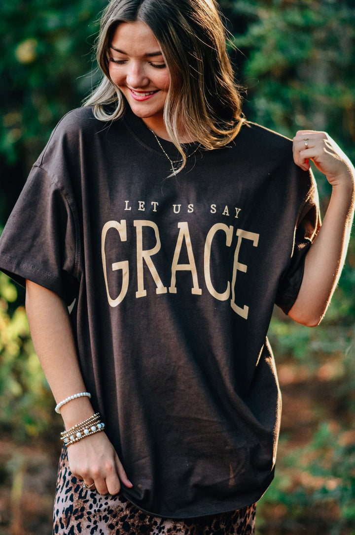 Let Us Say Grace Mock Neck Tee