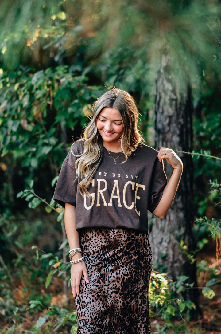 Let Us Say Grace Mock Neck Tee