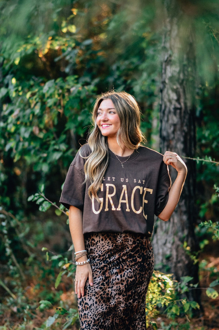 Let Us Say Grace Mock Neck Tee