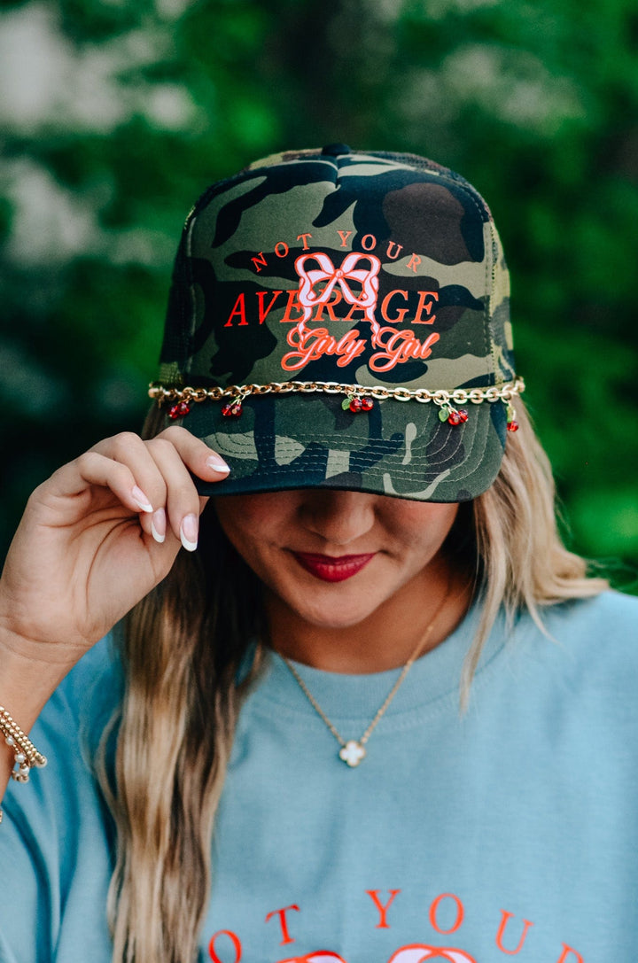 Not Your Average Girly Girl Full Camo Trucker Hat - WITH CHAIN
