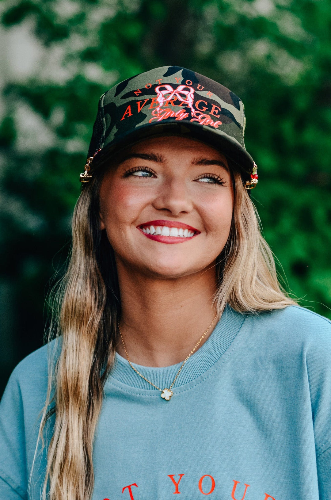 Not Your Average Girly Girl Full Camo Trucker Hat - WITH CHAIN