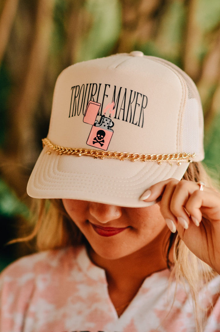 Trouble Maker Trucker Hat - WITH CHAIN