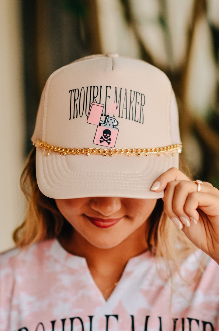 Trouble Maker Trucker Hat - WITH CHAIN