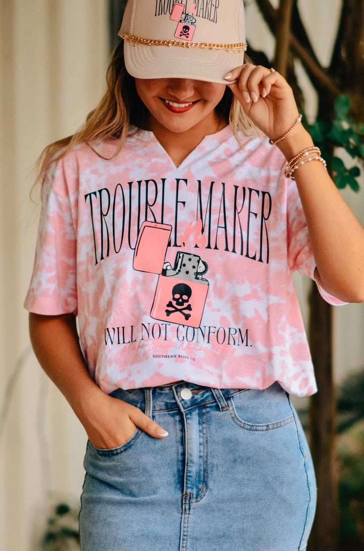 Trouble Maker Cut Tie Dye Tee
