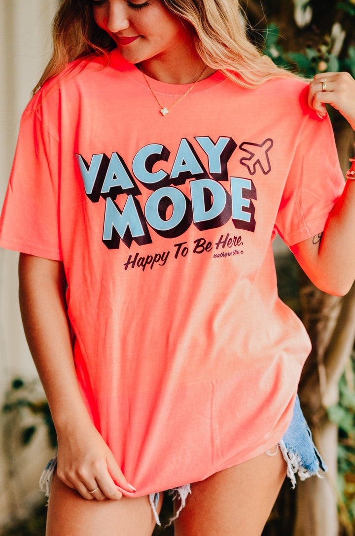 Vacay Mode Neon Orange Tee