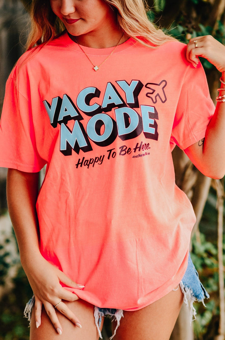 Vacay Mode Neon Orange Tee