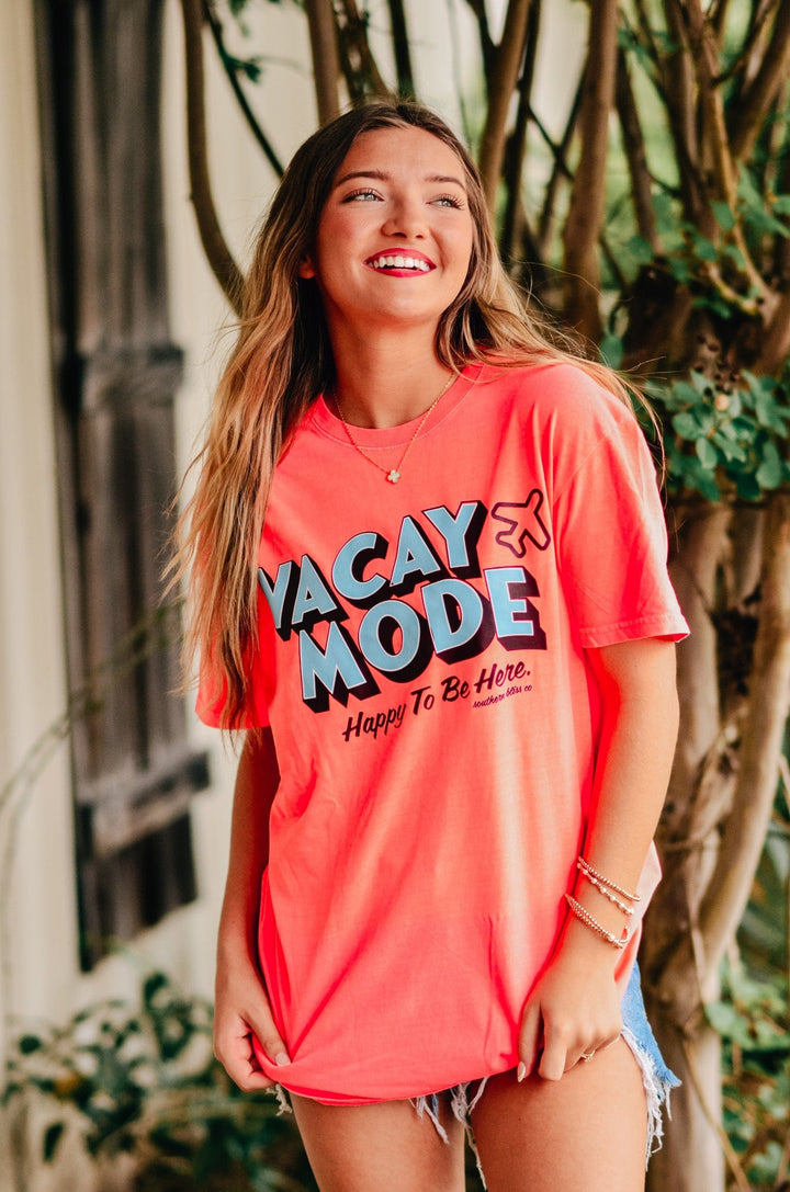 Vacay Mode Neon Orange Tee