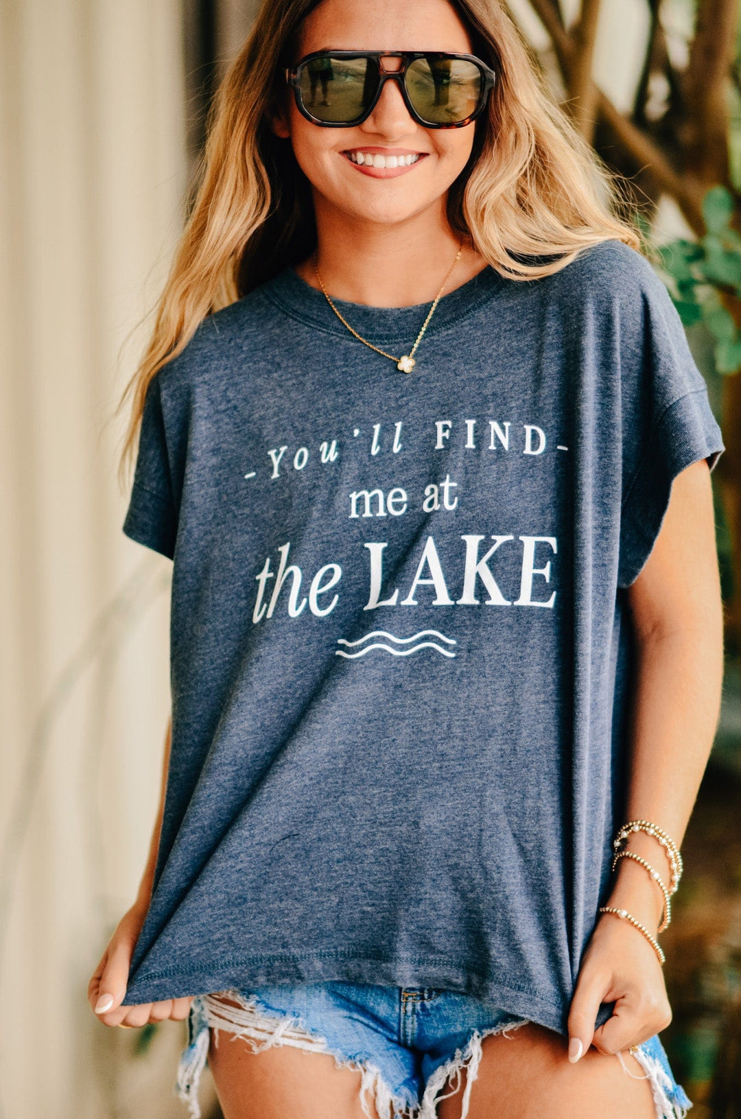 Find Me At The Lake Acid Wash Boxy Tee