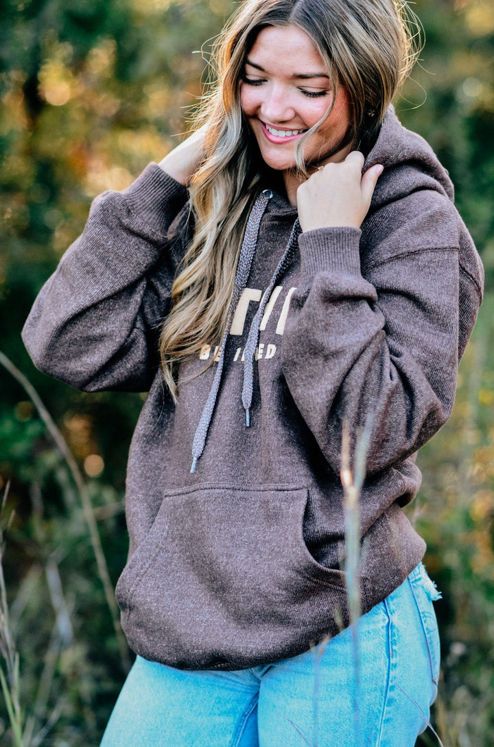 Rather be in Bed brown Knit Hoodie
