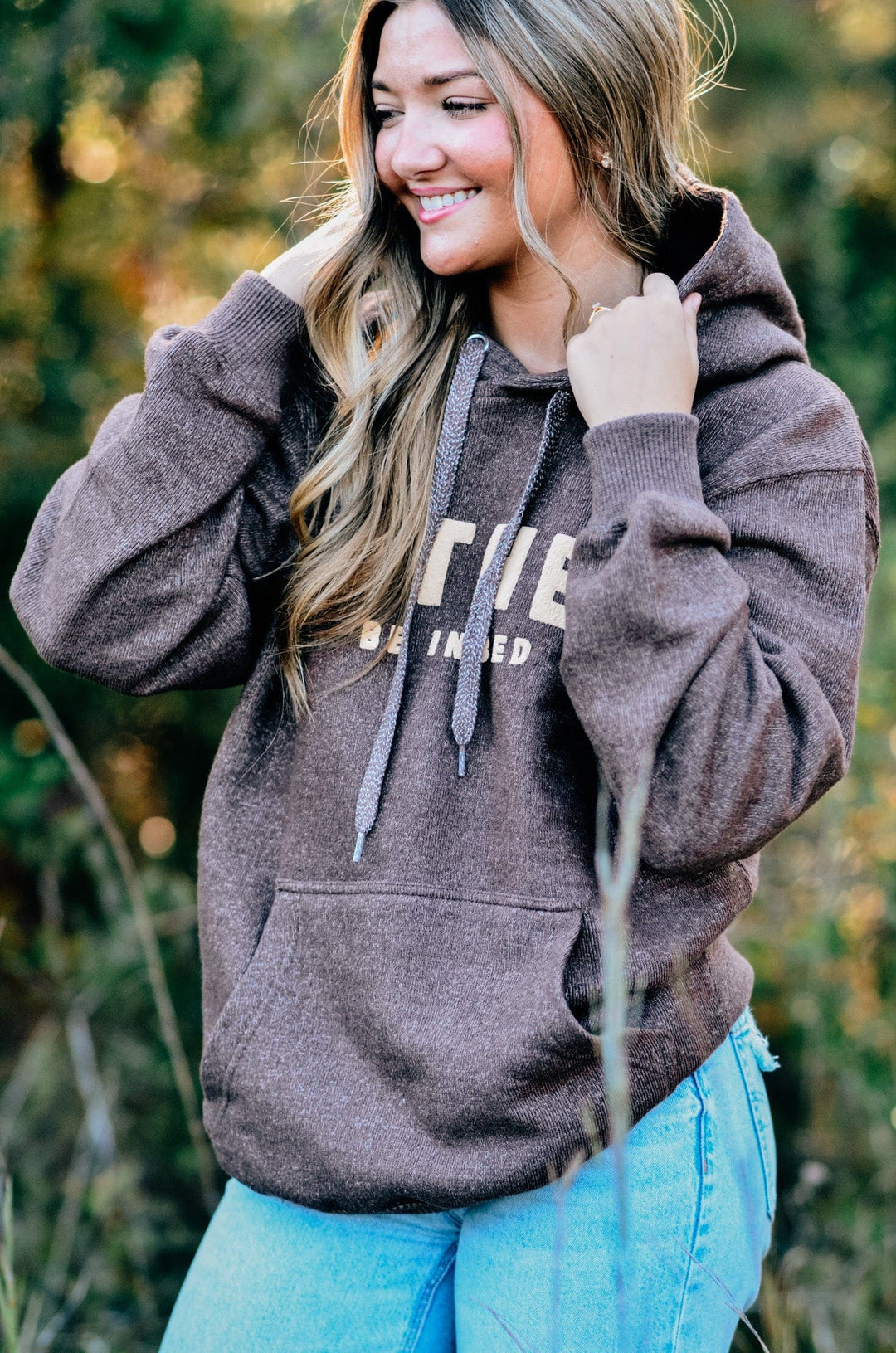 Rather be in Bed brown Knit Hoodie