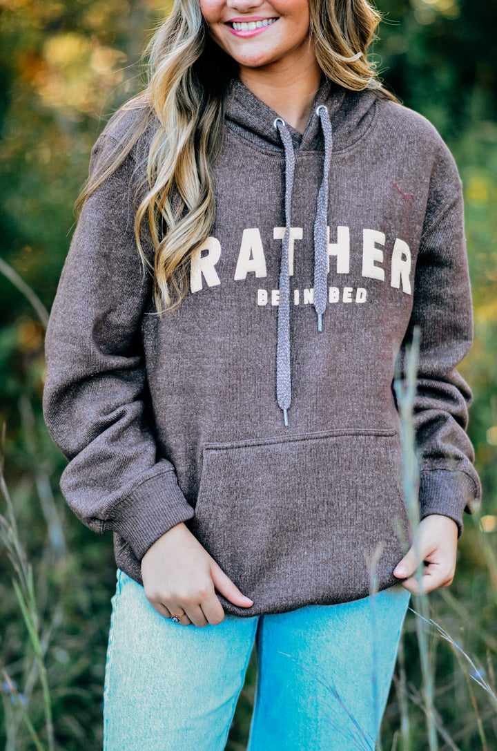 Rather be in Bed brown Knit Hoodie