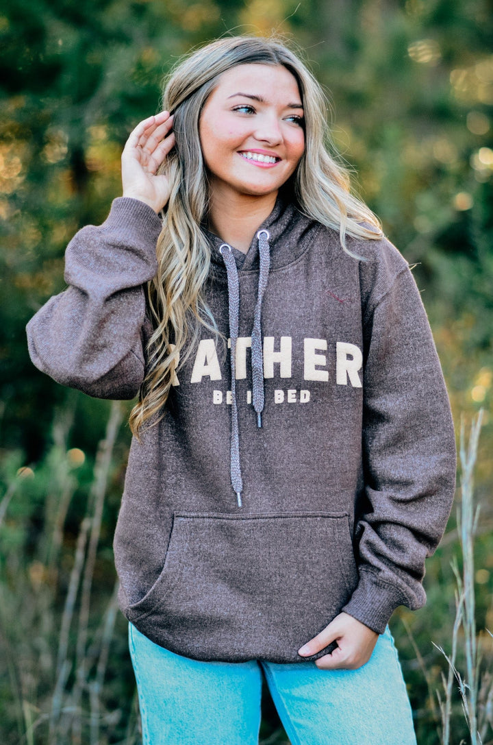 Rather be in Bed brown Knit Hoodie