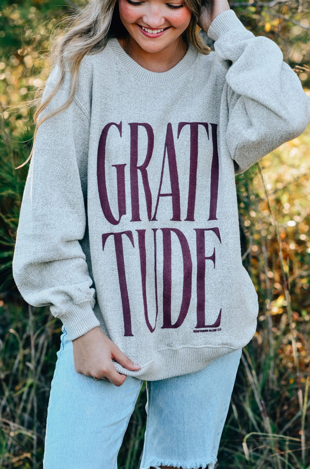 Gratitude Oatmeal Knit Sweatshirt
