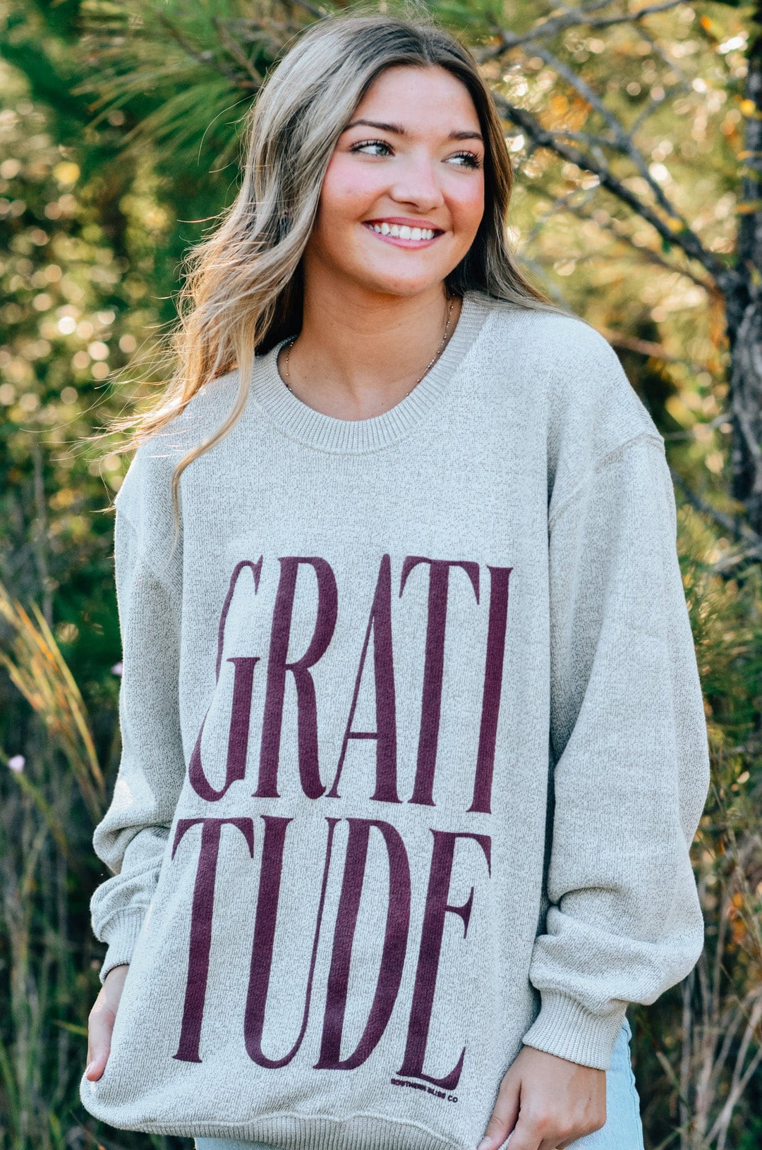 Gratitude Oatmeal Knit Sweatshirt