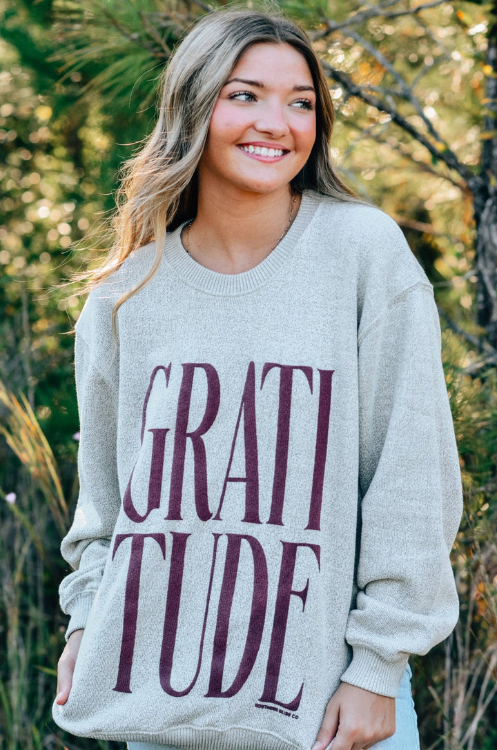 Gratitude Oatmeal Knit Sweatshirt