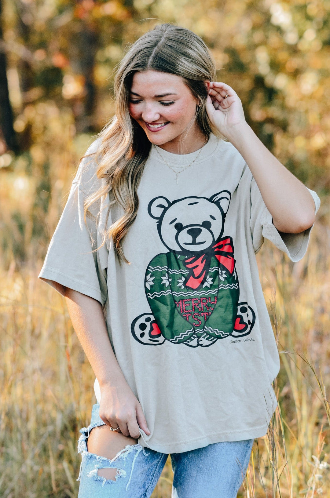 Teddy Bear Christmas Mock Tee