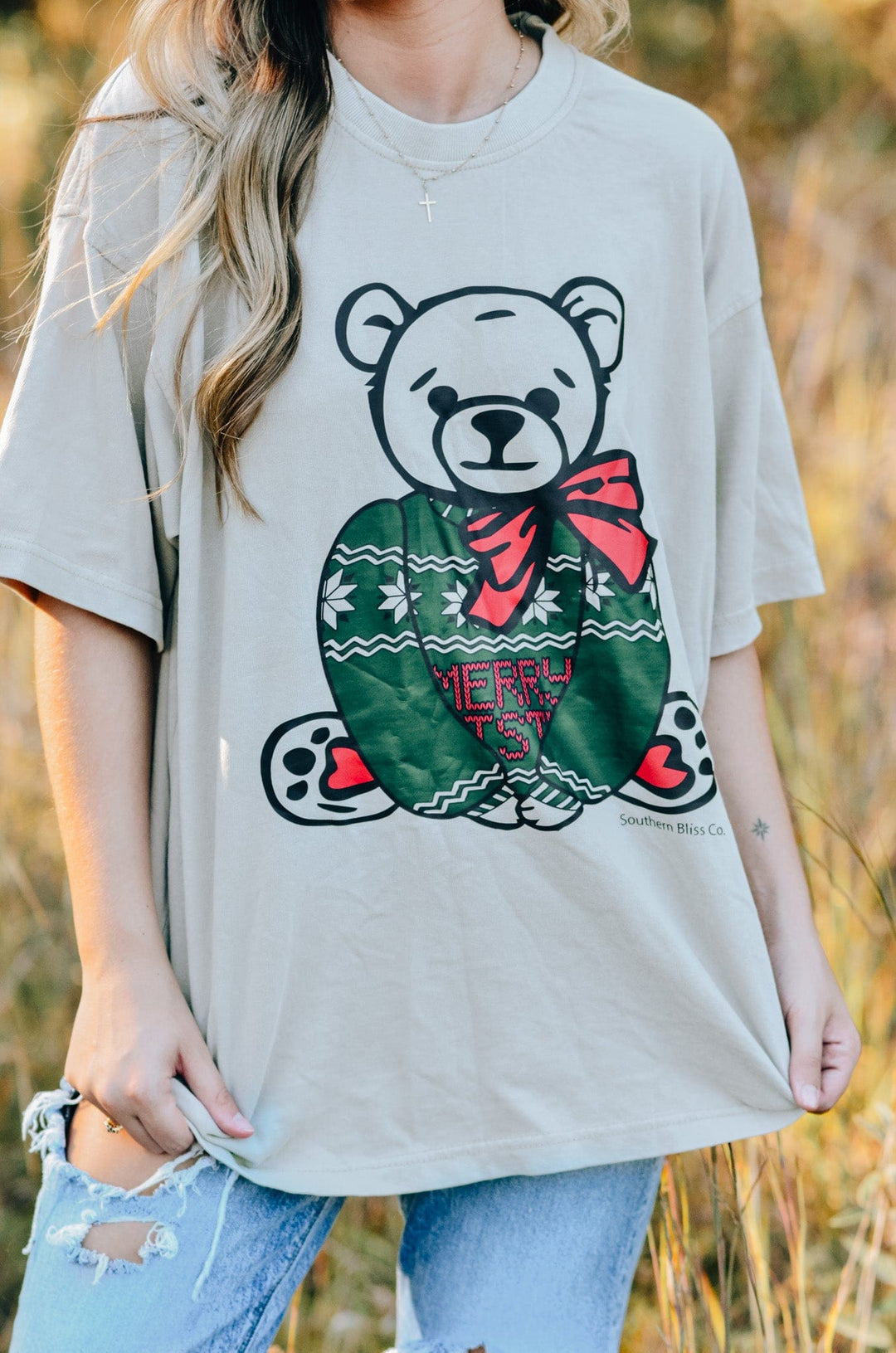 Teddy Bear Christmas Mock Tee