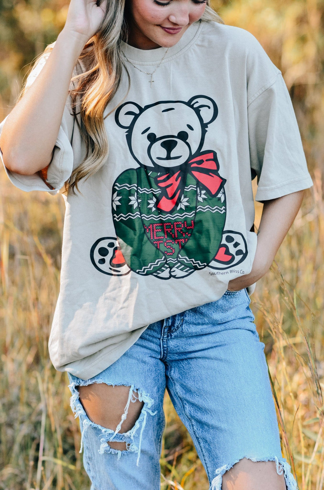 Teddy Bear Christmas Mock Tee