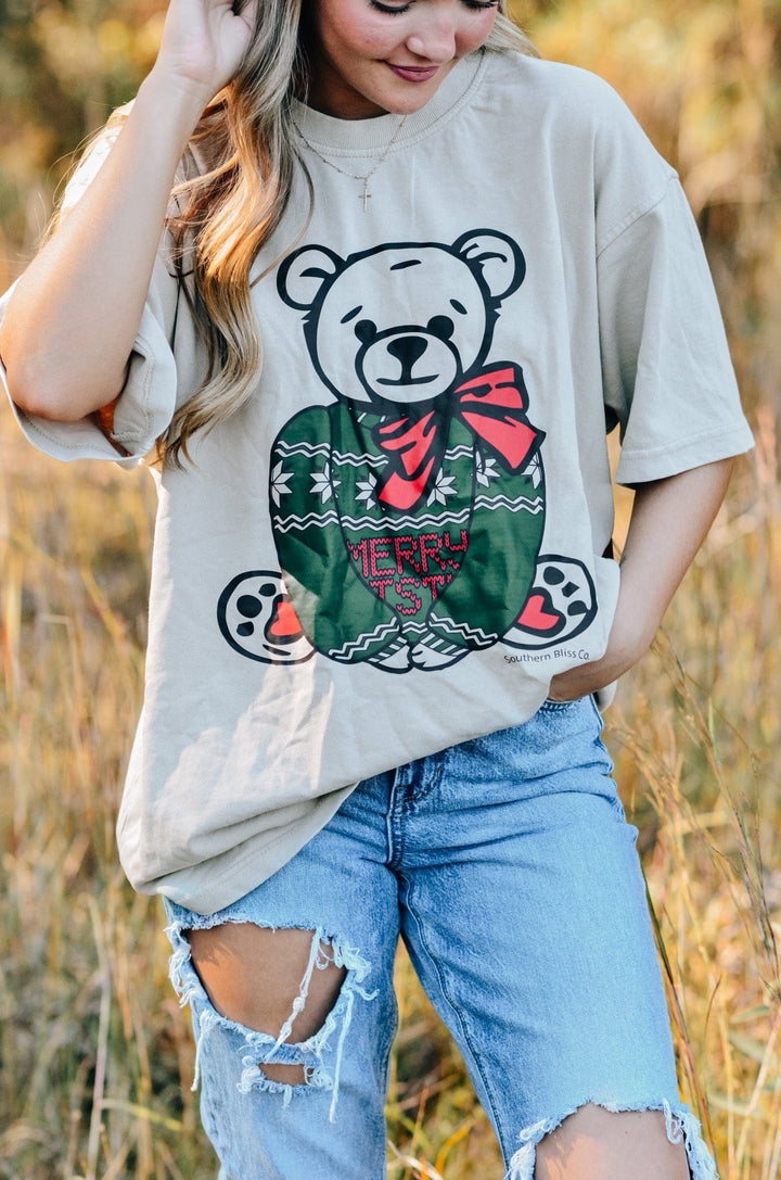 Teddy Bear Christmas Mock Tee