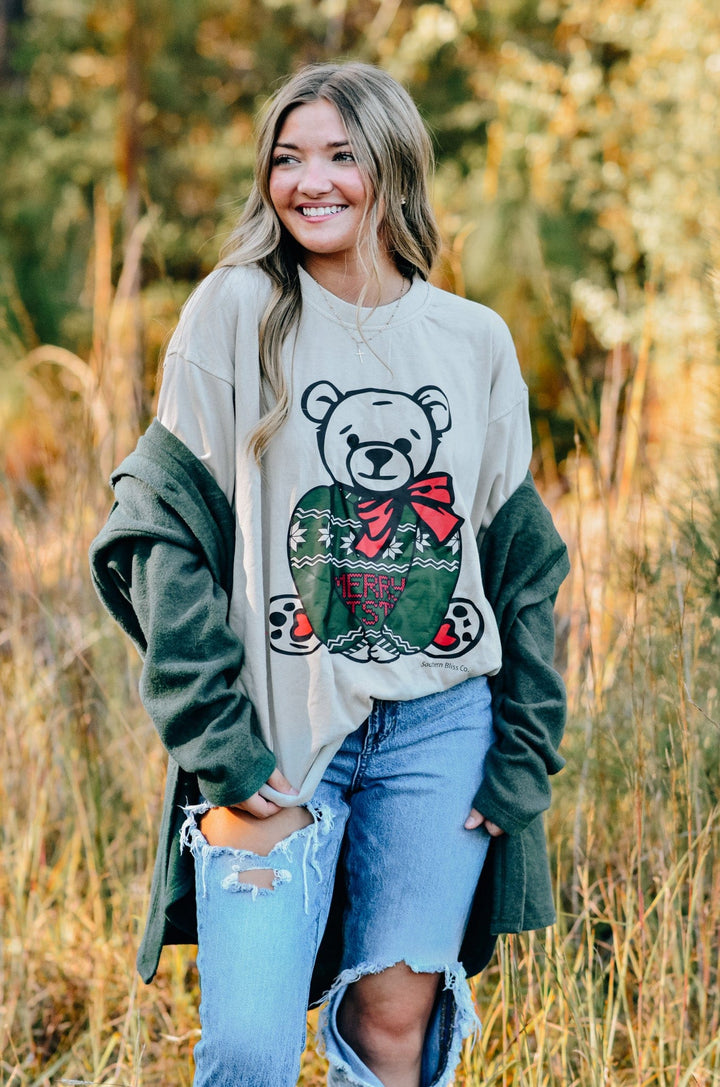 Teddy Bear Christmas Mock Tee