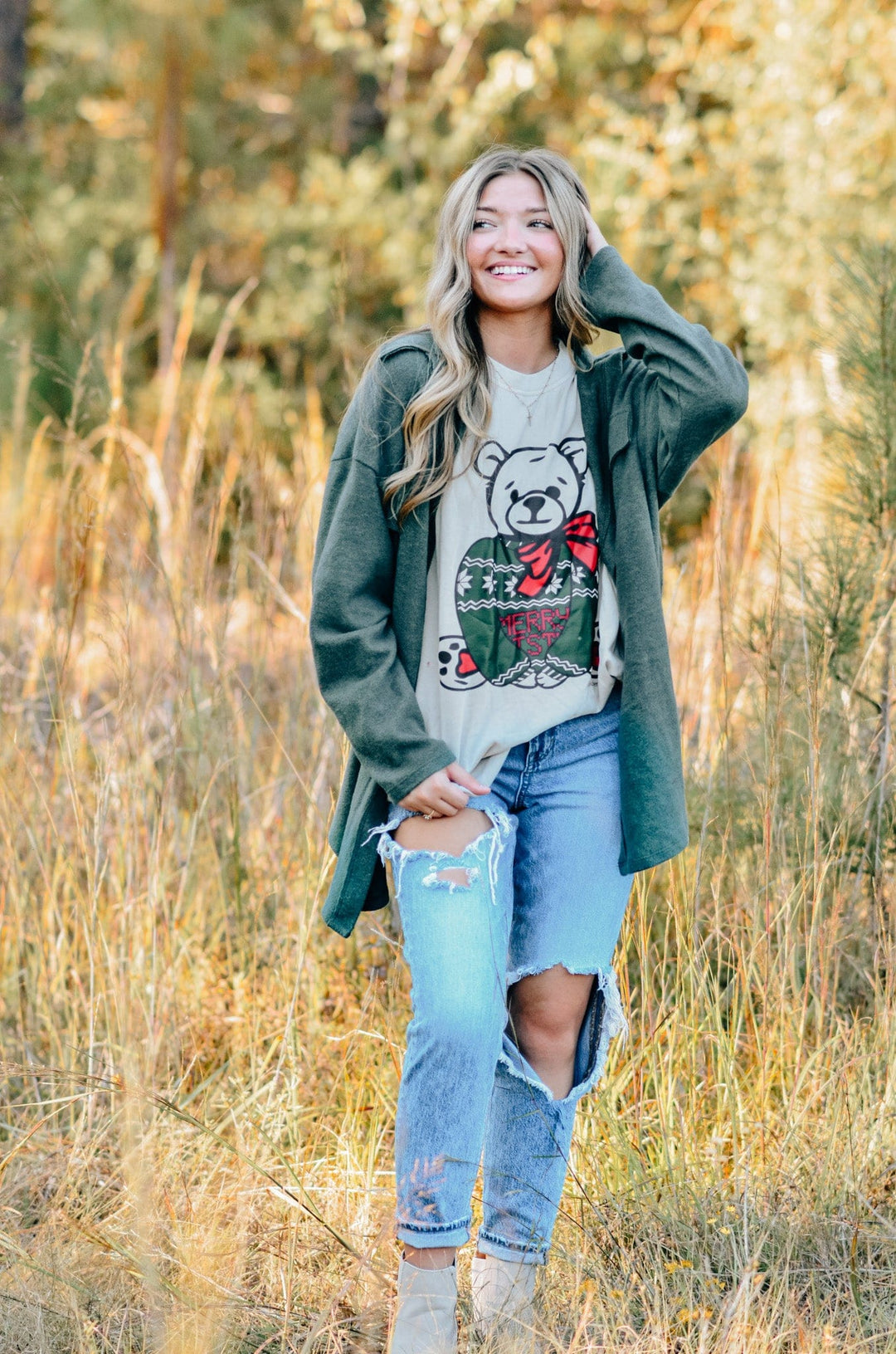 Teddy Bear Christmas Mock Tee