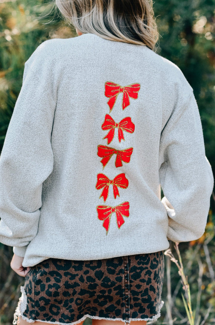 Christmas Bows Knit Sweatshirt
