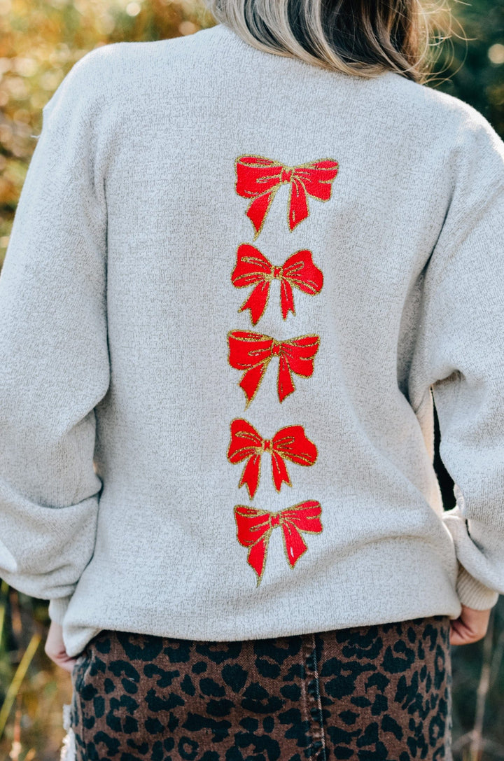 Christmas Bows Knit Sweatshirt