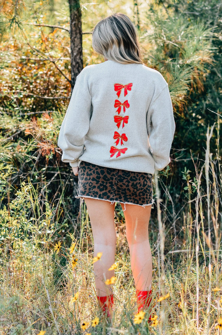 Christmas Bows Knit Sweatshirt