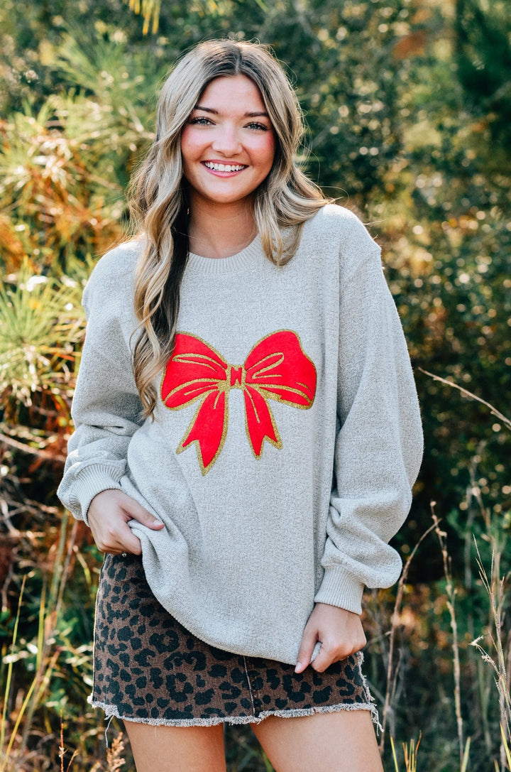 Christmas Bows Knit Sweatshirt