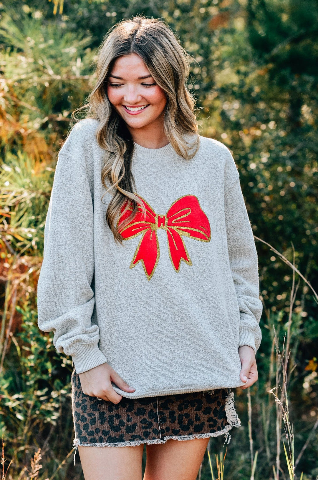 Christmas Bows Knit Sweatshirt
