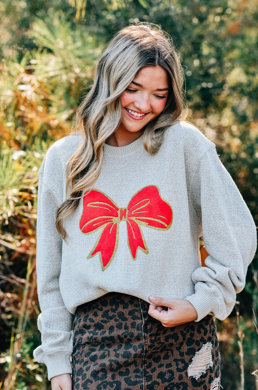 Christmas Bows Knit Sweatshirt