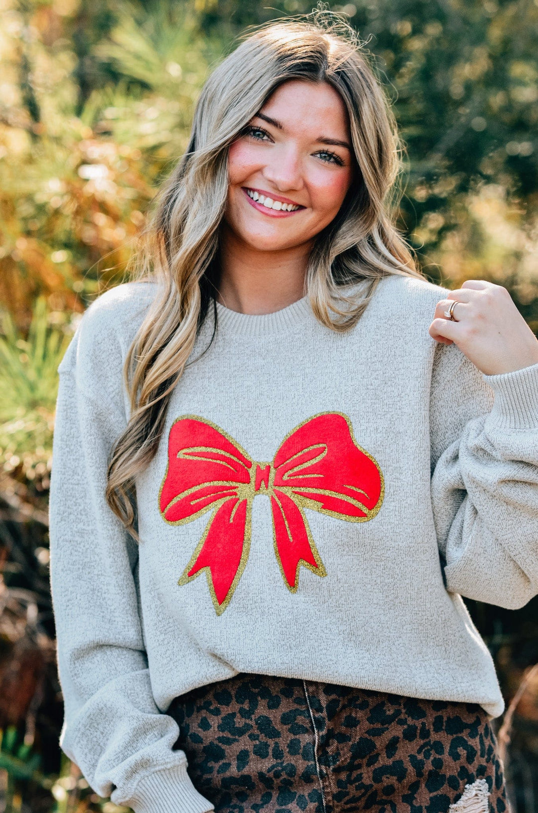 Christmas Bows Knit Sweatshirt