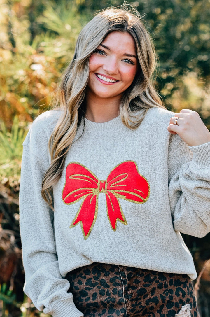 Christmas Bows Knit Sweatshirt